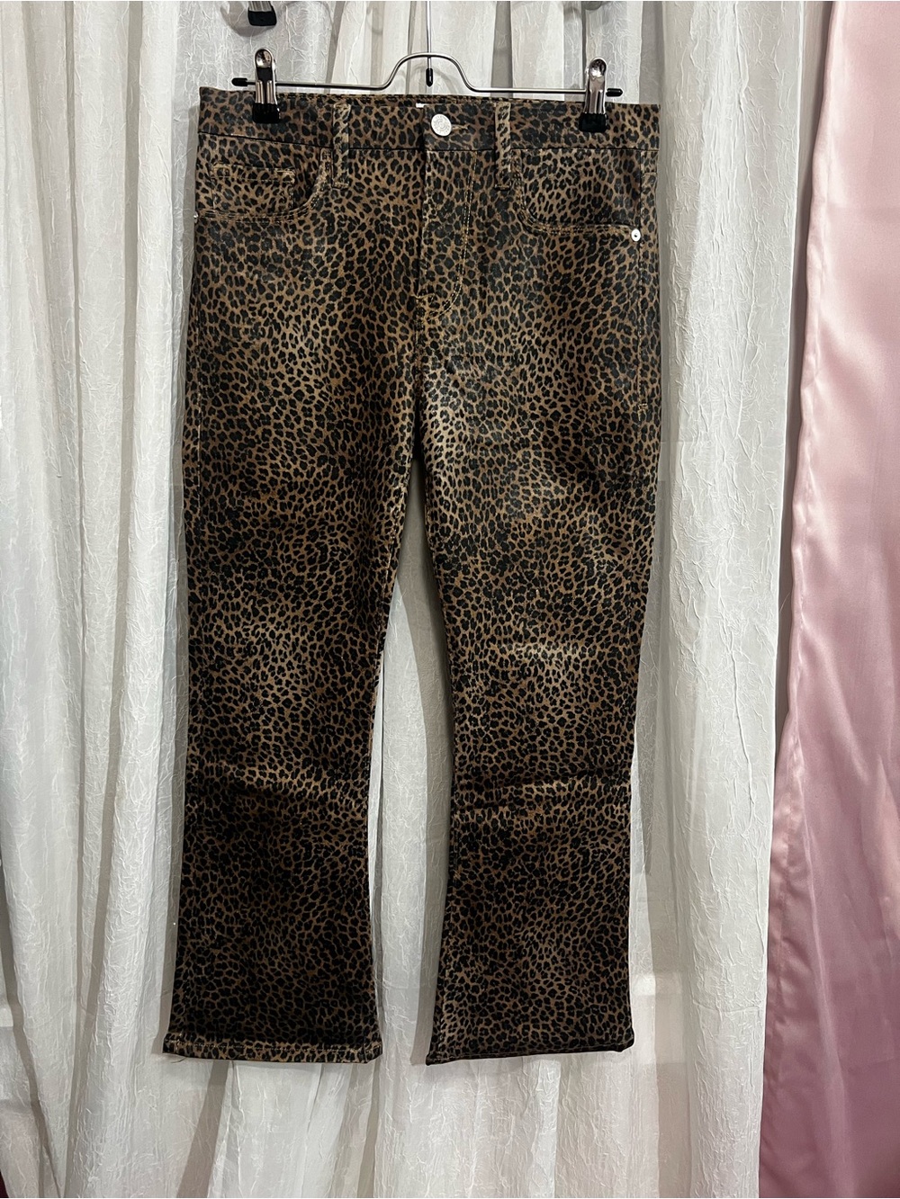 Frame Denim Leopard Straight Leg Jeans - Le Crop Mini Boot - Brown/Black